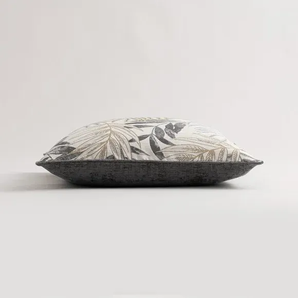 Leaf Jacquard Cushion with Piping - Grey