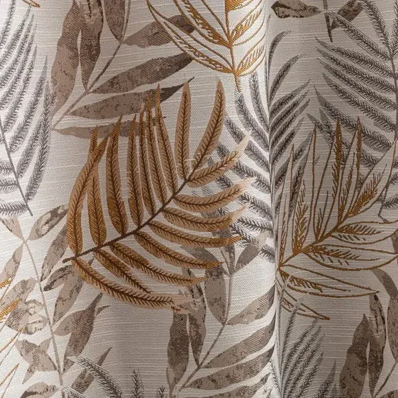 Leaf Jacquard Eyelet Curtains - Butterscotch, Polyester