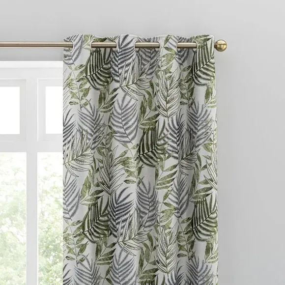 Leaf Jacquard Eyelet Curtains - Fern, Polyester