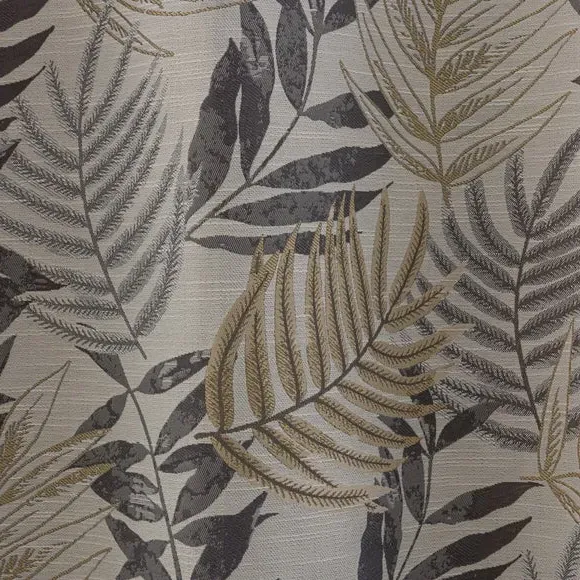 Leaf Jacquard Eyelet Curtains - Grey, Polyester
