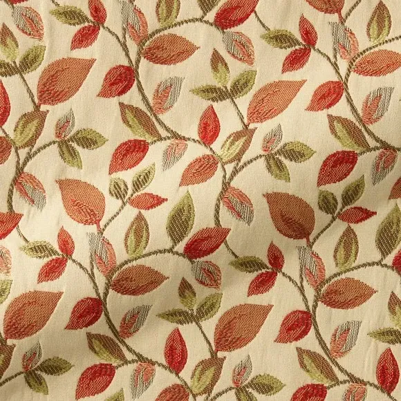 Leaf Pattern Fabric By the Metre - Burnt Orange image