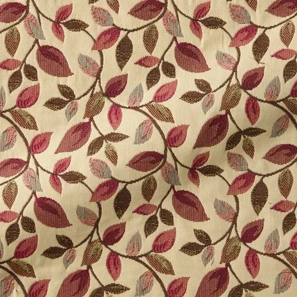 Leaf Pattern Fabric By the Metre - Wine