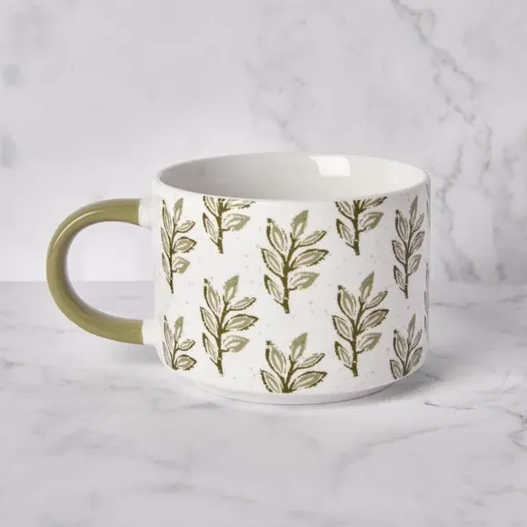 Leaf Pattern Mug - Green, Porcelain image