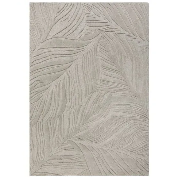 Leaf Pattern Rug - Grey, Wool