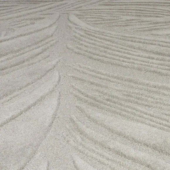Leaf Pattern Rug - Grey, Wool