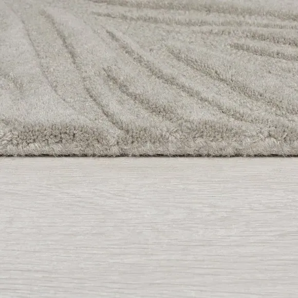 Leaf Pattern Rug - Grey, Wool