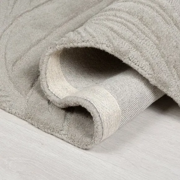 Leaf Pattern Rug - Grey, Wool