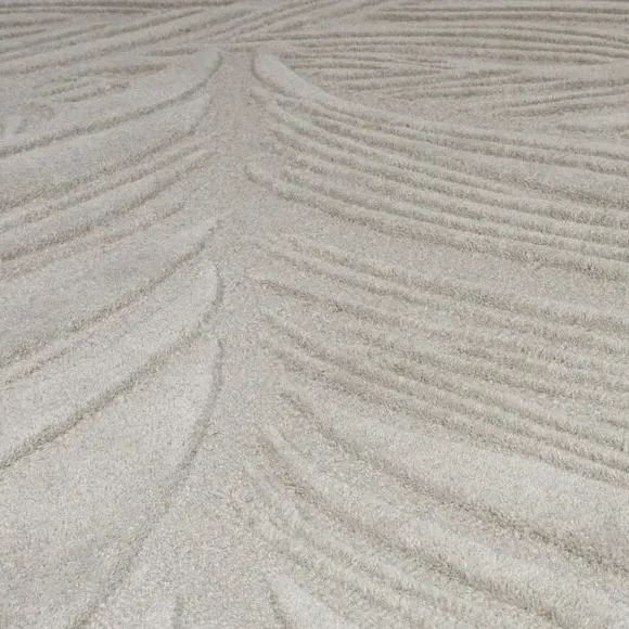 Leaf Pattern Rug - Grey, Wool