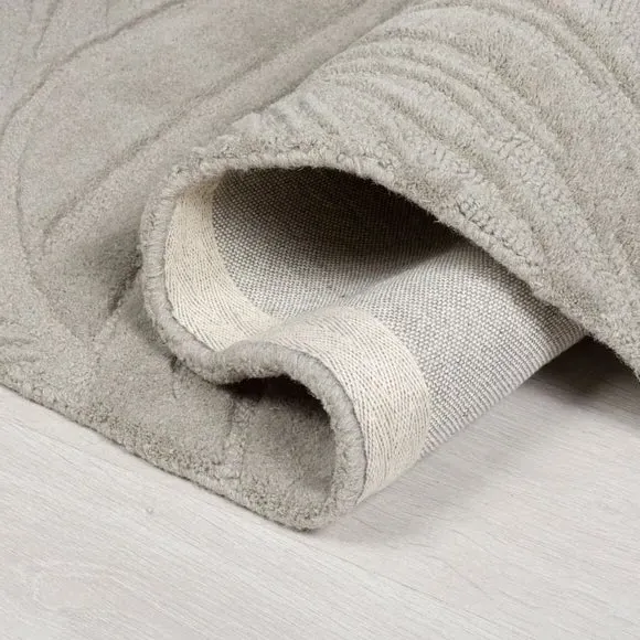 Leaf Pattern Rug - Grey, Wool