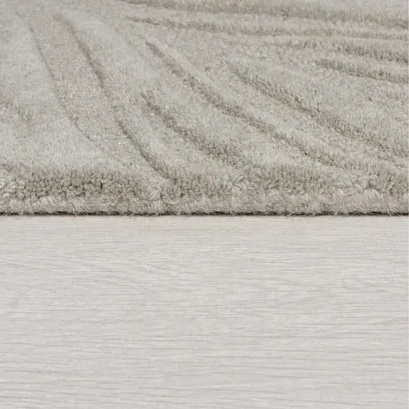 Leaf Pattern Rug - Grey, Wool