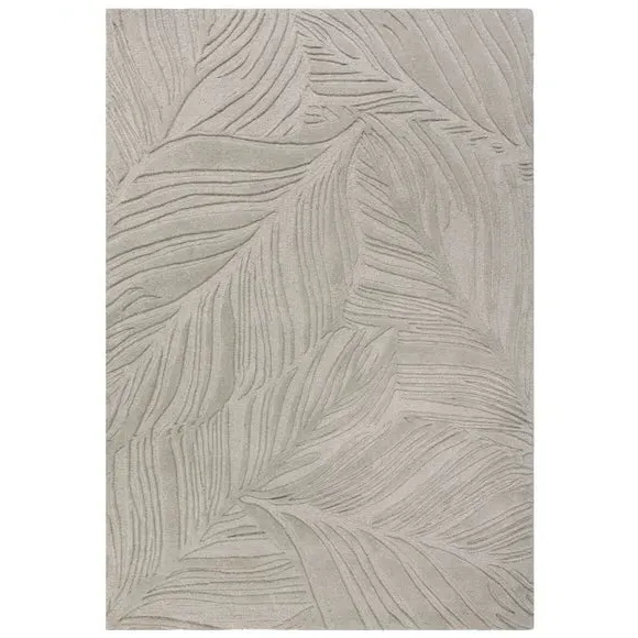 Leaf Pattern Rug - Grey, Wool
