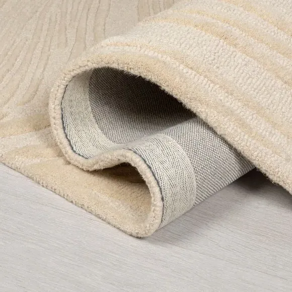 Leaf Pattern Rug - Natural, Wool