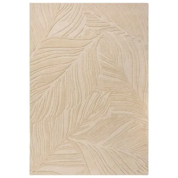 Leaf Pattern Rug - Natural, Wool