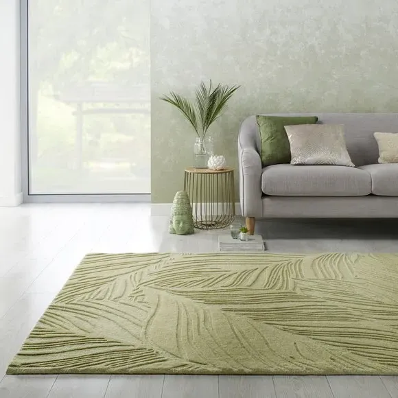 Leaf Pattern Rug - Sage, Wool