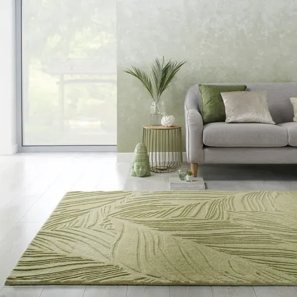 Leaf Pattern Rug - Sage, Wool