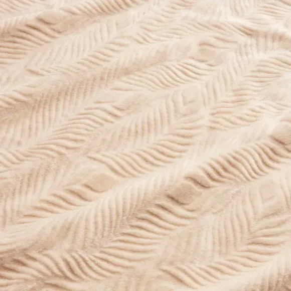 Leaf Pattern Throw Blanket - Sandstone, Fleece