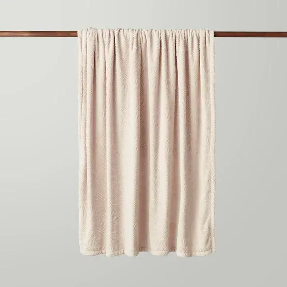Leaf Pattern Throw Blanket - Sandstone, Fleece