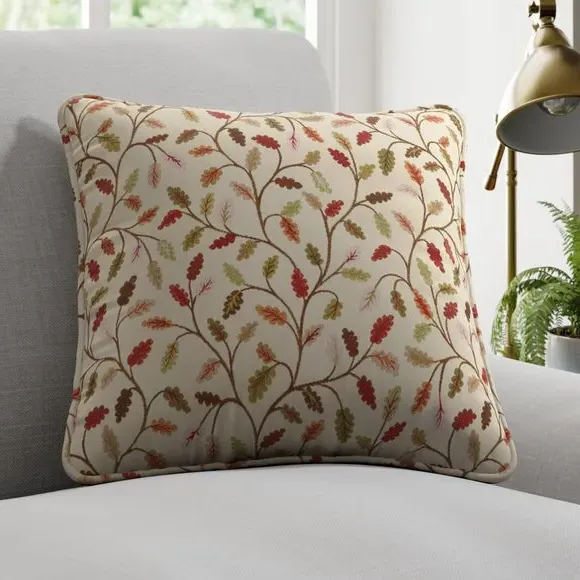 Leaf Print Cushion Cover - Forest Green