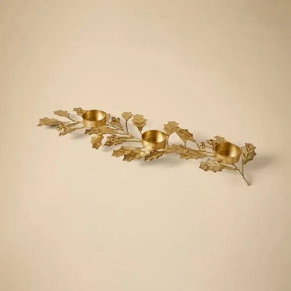 Leaf Tealight Centrepiece - Gold, Metal