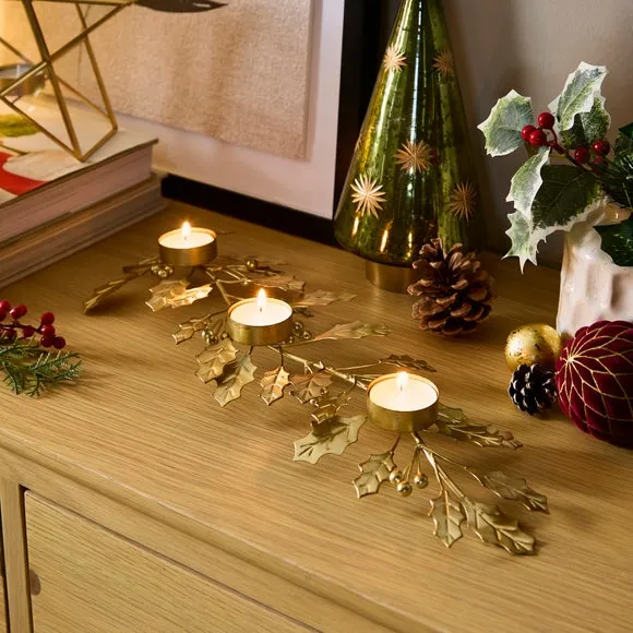 Leaf Tealight Centrepiece - Gold, Metal image