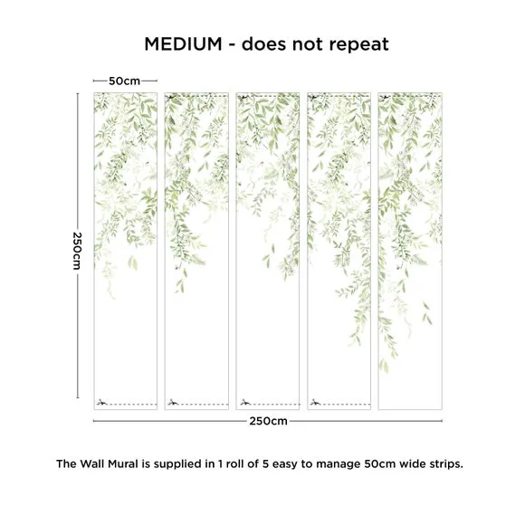 Leaf Trail Wall Mural - Sage, Non-Woven Paper