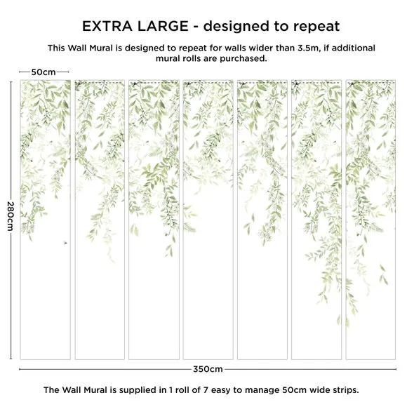Leaf Trail Wall Mural - Sage, Non-Woven Paper