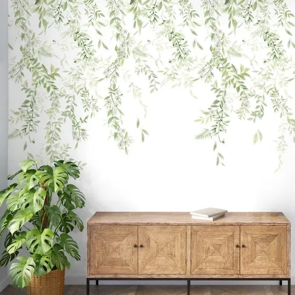 Leaf Trail Wall Mural - Sage, Non-Woven Paper image
