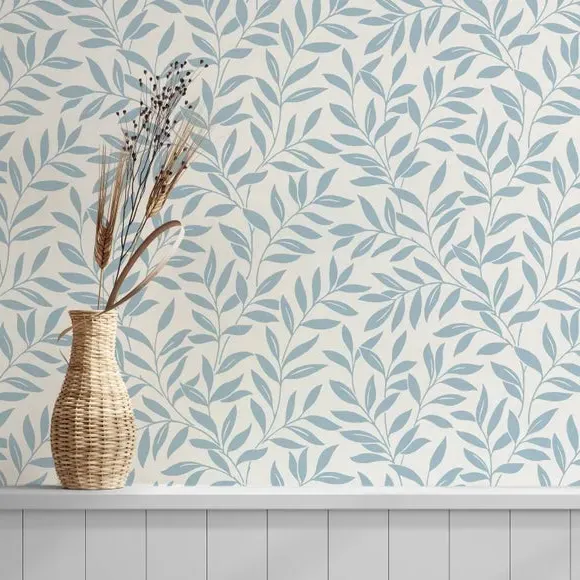 Leaf Trail Wallpaper - Ashley Blue