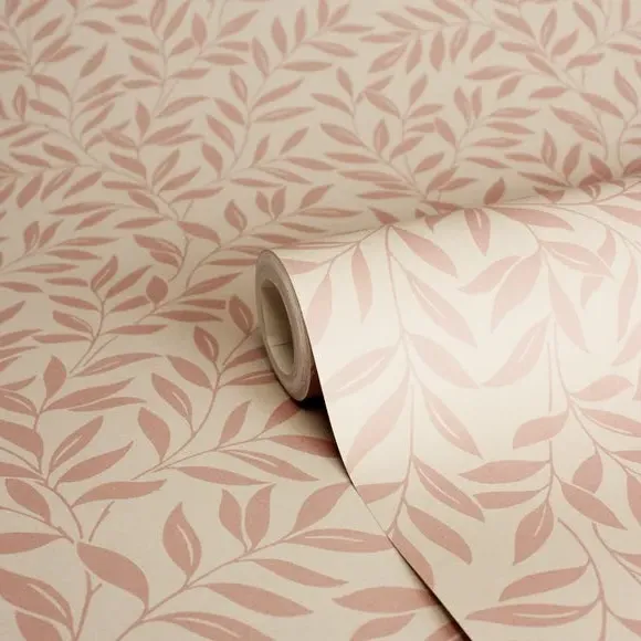 Leaf Trail Wallpaper - Soft Clay