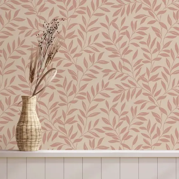 Leaf Trail Wallpaper - Soft Clay