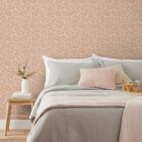 Leaf Trail Wallpaper - Soft Clay