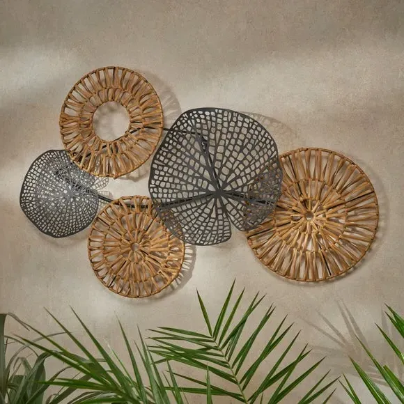 Leaf Wall Art Indoor Outdoor - Black, Iron