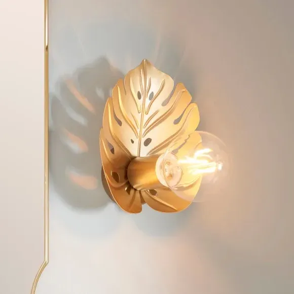 Leaf Wall Light with IP44 Rating - Gold image