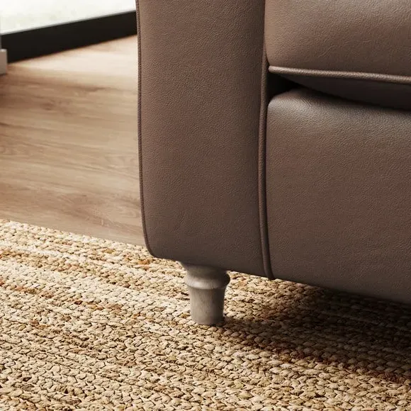 Leather Armchair with Chaise - Mocha, Real Leather