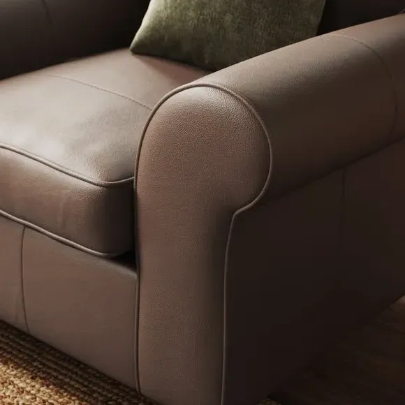 Leather Armchair with Chaise - Mocha, Real Leather