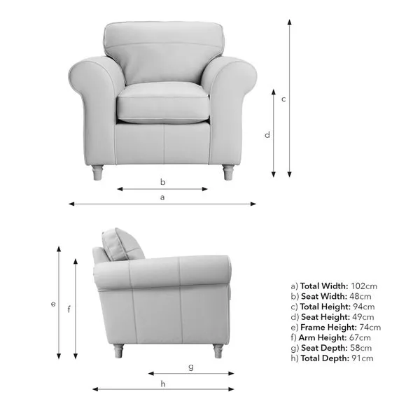Leather Armchair with Chaise - Tan, Real Leather