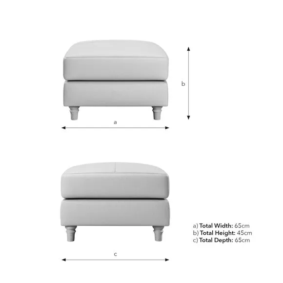 Leather Footstool with Piped Edge - Tan