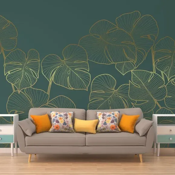 Leaves Wall Mural - Green image