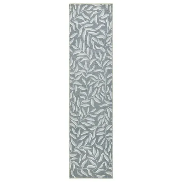 Leaves Washable Runner - Green, Fibre Blend