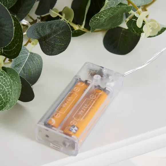 LED Eucalyptus Garland with 15 Lights - Green