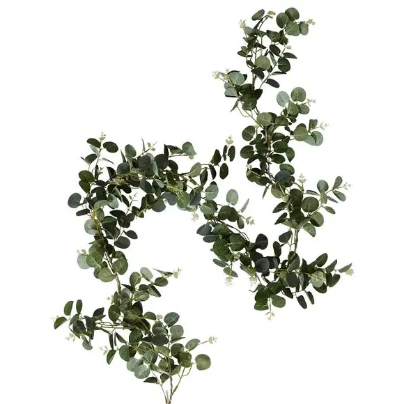 LED Eucalyptus Garland with 15 Lights - Green