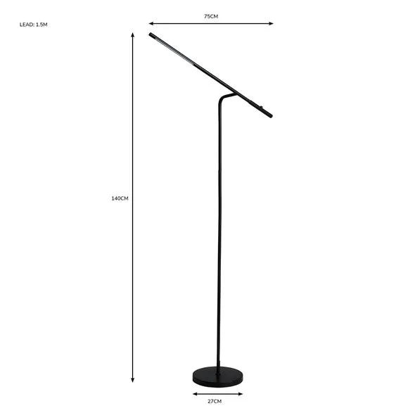 LED Floor Lamp with Touch Switch - Black