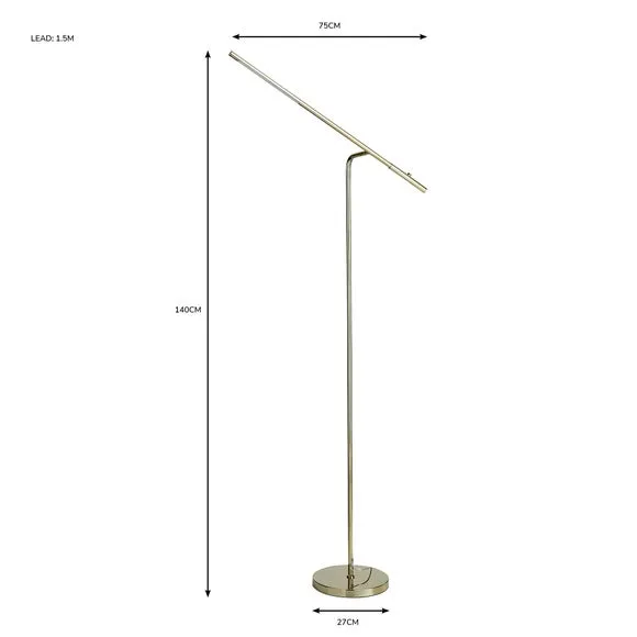 LED Floor Lamp with Touch Switch - Gold
