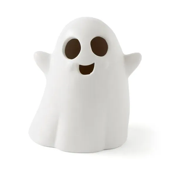 LED Ghost Ornament with Light - White