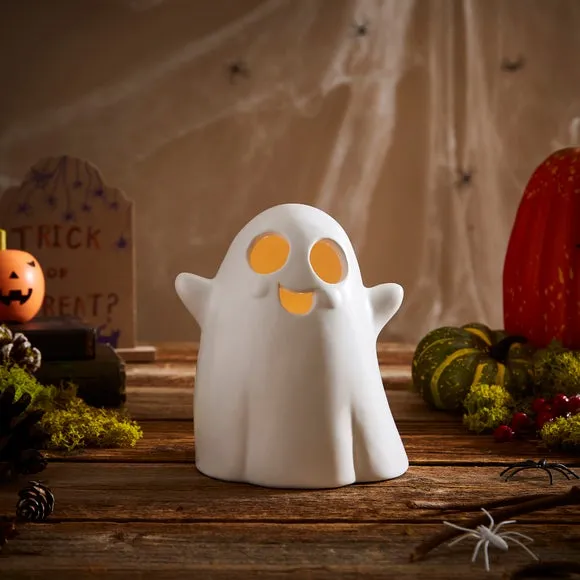 LED Ghost Ornament with Light - White image