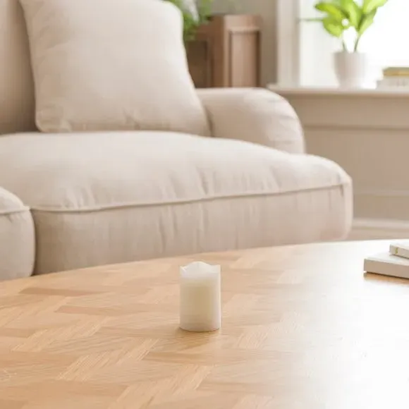 LED Pillar Candle with Blow Function - White, Wax