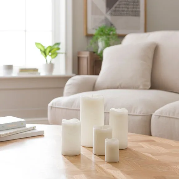 LED Pillar Candle with Blow Function - White, Wax