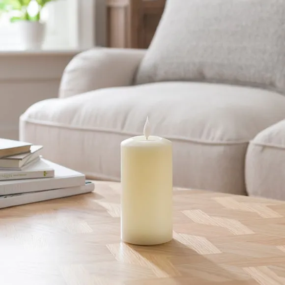 LED Pillar Candle with Wax Pool - Natural, Wax