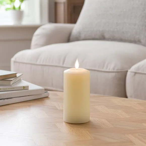 LED Pillar Candle with Wax Pool - Natural, Wax