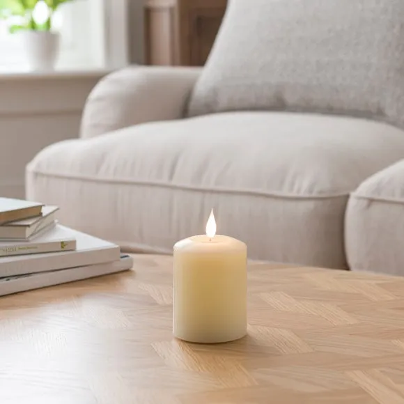 LED Pillar Candle with Wax Pool - Natural, Wax image